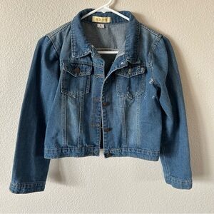 KKFS Distressed Denim Jean Cropped Jacket
